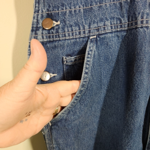 Carhartt Mens Bib Denim Overalls Blue Broken In Durable - Picture 4 of 13